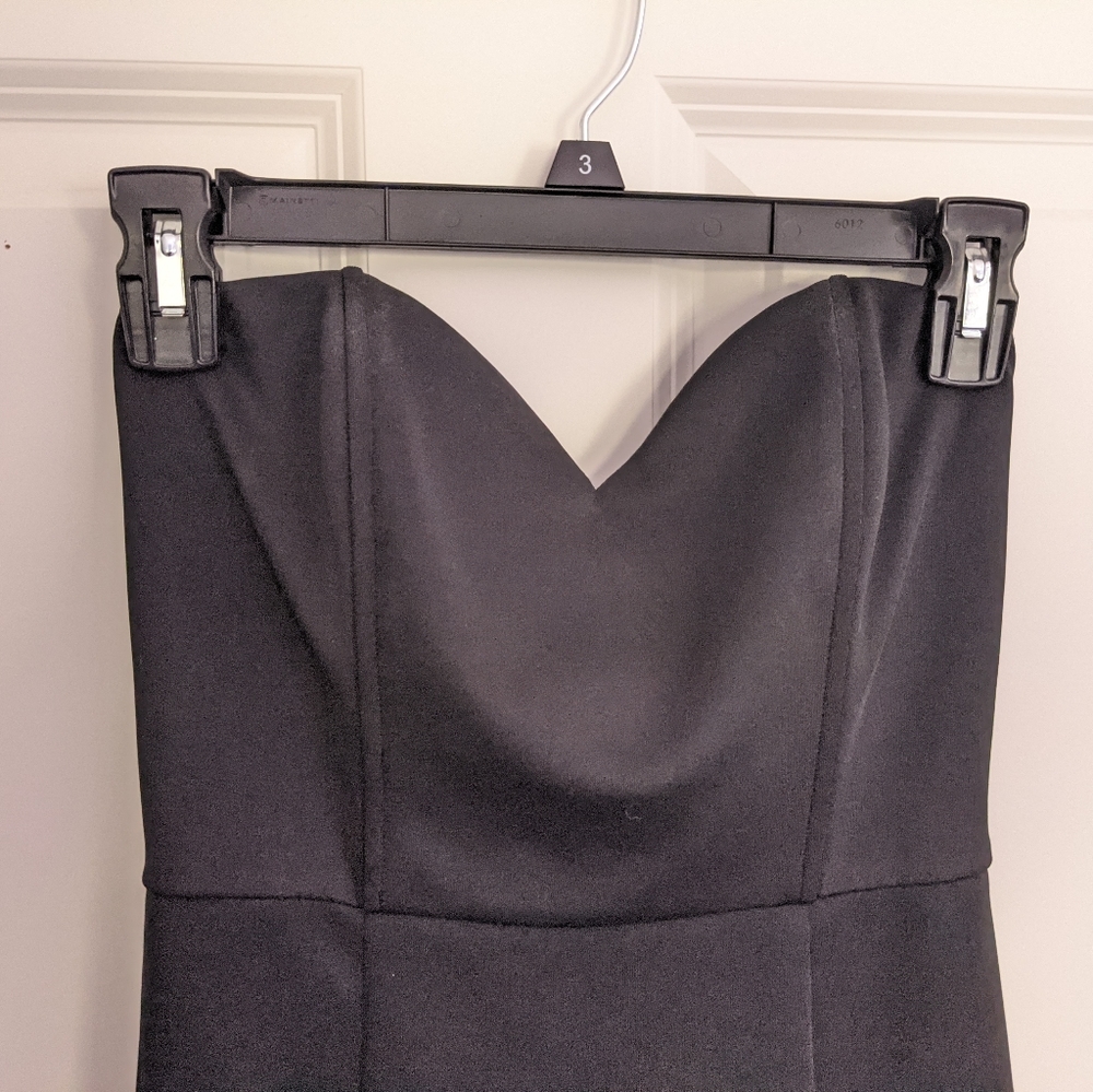 Lulu's Scalloped Strapless Little Black Dress - Picture 3 of 4